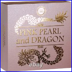 2024 Niue Divine Pearls Pink Pearl and Dragon 2 oz Silver Antiqued HR Coin