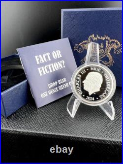 2024 Niue Fact or Fiction Drop Bear 1 oz Silver Coin 300 Mintage