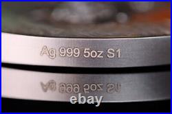 2024 Niue Gemini 5 oz Silver Antiqued Glow in the Dark UV Enamel Coin
