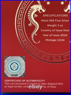 2024 Niue Lunar Year of the Dragon 3 oz. 999 Silver Colorized Proof Coin Box/COA 2024 Niue Lunar Year of the Dragon 3 oz. 999 Silver Colorized Proof Coin Box/COA
