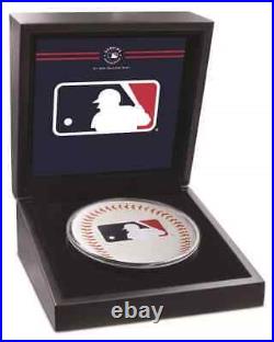 2024 Niue MLB Logo Baseball 5 oz Silver Colorized Proof Coin with Mintage of 200