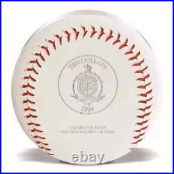 2024 Niue MLB Logo Baseball 5 oz Silver Colorized Proof Coin with Mintage of 200