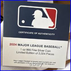 2024 Niue Major League Baseball (Mlb) Logo 1 oz Colorized Silver Coin (Box/Coa)