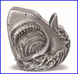 2024 Niue Shark Week Great White Shark 2 oz Silver Antiqued Coin