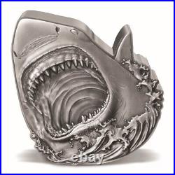 2024 Niue Shark Week Great White Shark 2 oz Silver Antiqued Coin Mintage of 1000