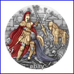 2024 Niue Troya 2 oz Antiqued Silver and Gilded Mintage of only 500 2024 Niue Troya 2 oz Antiqued Silver and Gilded Mintage of only 500