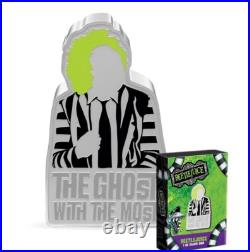 2024 Niue Warner Bros Beetlejuice 1 oz Silver Colorized Proof Coin Mintage 1000