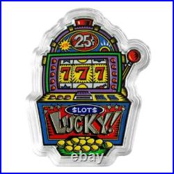 2024 Pamp Suisse Burton Morris Lucky 7's Slot Machine 1 oz Colorized Silver Coin