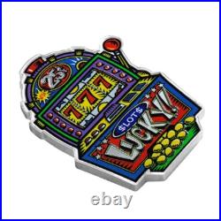2024 Pamp Suisse Burton Morris Lucky 7's Slot Machine 1 oz Colorized Silver Coin