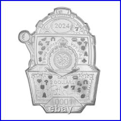 2024 Pamp Suisse Burton Morris Lucky 7's Slot Machine 1 oz Colorized Silver Coin