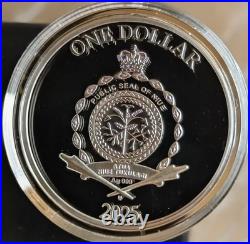 2025 17.5 Grams. 999 Silver Niue Proof Winged Unicorn Laser Colored COA Display