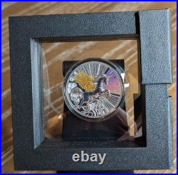 2025 17.5 Grams. 999 Silver Niue Proof Winged Unicorn Laser Colored COA Display