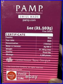 2025 1 Oz. 9999 Silver PAMP Niue Cherry Coke Coca-Cola 40th Anniversary Coin