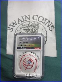2025 $2 Niue Silver Yankees Baseball Curved Coin Ngc Reverse Pf70 Mlb Ea147