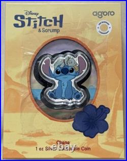 2025 AGORO DISNEY STITCH & SCRUMP OHANA 1 oz. 999 COLORIZED SILVER LE /626 NEW