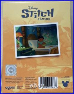 2025 AGORO DISNEY STITCH & SCRUMP OHANA 1 oz. 999 COLORIZED SILVER LE /626 NEW