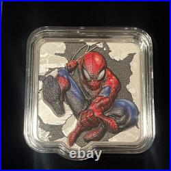 2025 Agoro Niue Marvel Smash Series Spiderman-Thwip 2 oz Colorized Silver Coin