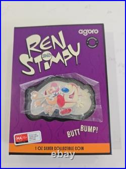 2025 Agoro Niue Ren and Stimpy Butt Bump 1 oz Silver Proof Coin WithBox #107/1000