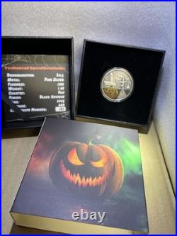 2025 Fiji 1 oz Silver Antiqued Glow-in-Dark TrickOrTreat Halloween Coin 187/666