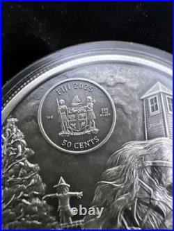 2025 Fiji 1 oz Silver Antiqued Glow-in-Dark TrickOrTreat Halloween Coin 187/666