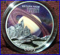 2025 NIUE $1 SATURN FROM TITAN COLORIZED 1 OZ SILVER COIN WithBOX ONLY 999 MINTED