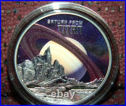 2025 NIUE $1 SATURN FROM TITAN COLORIZED 1 OZ SILVER COIN WithBOX ONLY 999 MINTED