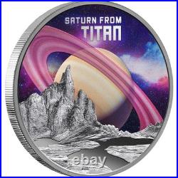 2025 NIUE $1 SATURN FROM TITAN COLORIZED 1 OZ SILVER COIN WithBOX ONLY 999 MINTED