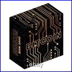 2025 NIUE BITCOIN $2 1 OZ. 999 PURE SILVER GOLD GILDED COIN WithBOX AND COA-1