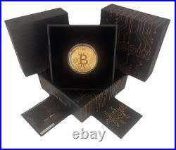 2025 NIUE BITCOIN $2 1 OZ. 999 PURE SILVER GOLD GILDED COIN WithBOX AND COA-1