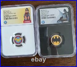 2025 Niue 1/10th Silver Proof Coins DC Logos Batman & Wonder Woman NGC PF70 UC