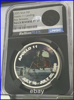 2025 Niue $1 Apollo 11 Landing 1 oz. 999 Silver NGCX Reverse PF10 First Release