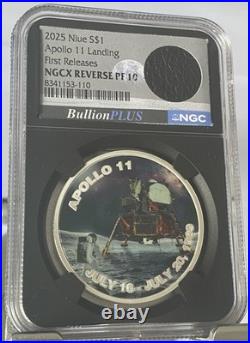 2025 Niue $1 Apollo 11 Landing 1 oz. 999 Silver NGCX Reverse PF10 First Release