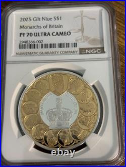 2025 Niue $1 Monarchs of Britain 1 oz. 999 Silver Proof NGC PF 70