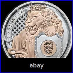 2025 Niue 1 Ounce Silver $1 Heraldic Beasts Lion Rose Gold OGP COA STOCK