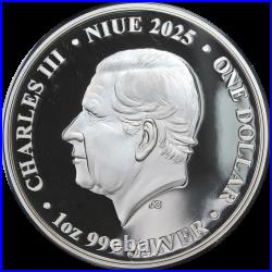 2025 Niue 1 Ounce Silver $1 Heraldic Beasts Lion Rose Gold OGP COA STOCK