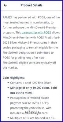 2025 Niue 1 oz. 999 Fine Silver In TEP $2 Disney Mickey And Friends