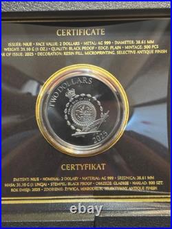 2025 Niue 1 oz Silver Black Proof Athena with Resin Fill Mintage of 500 2025 Niue 1 oz Silver Black Proof Athena with Resin Fill Mintage of 500