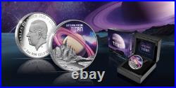 2025 Niue 1 oz Silver Colorized Proof Coin Saturn from Titan Moon Rings