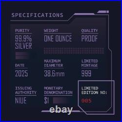 2025 Niue 1 oz Silver Colorized Proof Coin Saturn from Titan Moon Rings