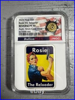 2025 Niue 1 oz Silver Reverse Proof NGC PF70 Rowie the Revolver Auth. 9 MM Case