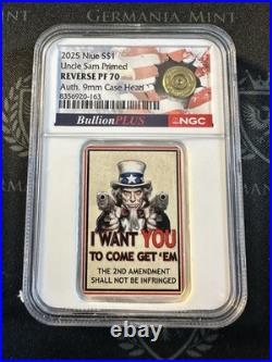 2025 Niue 1 oz Silver Uncle Sam Primed NGC Reverse Proof PF70 Auth. 9mm Case 2025 Niue 1 oz Silver Uncle Sam Primed NGC Reverse Proof PF70 Auth. 9mm Case
