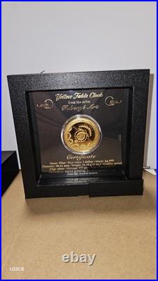 2025 Niue 1oz Golden Table Clock Colorized and Gilded. 999 Silver Coin New