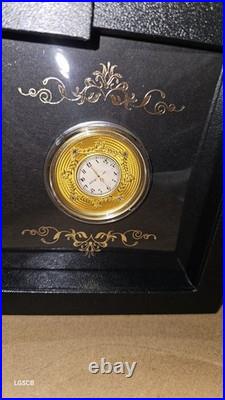 2025 Niue 1oz Golden Table Clock Colorized and Gilded. 999 Silver Coin New
