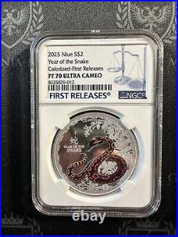 2025 Niue 1oz Proof Silver Colorized Year of the Snake NGC PF70 UC 1ST RELEASE