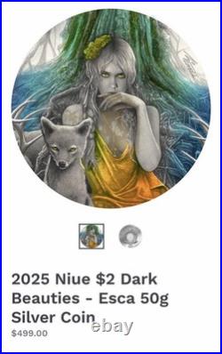 2025 Niue $2 Dark Beauties Esca 0.999 Silver NGC MS69 Antiqued -Only 250 Minted