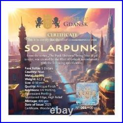 2025 Niue 2 oz Silver Antiqued Solar Punk with UV effects Mintage of only 400 2025 Niue 2 oz Silver Antiqued Solar Punk with UV effects Mintage of only 400