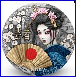 2025 Niue 2 oz Silver Geisha (Gilded & Colorized) with Box & COA