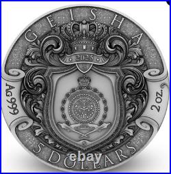 2025 Niue 2 oz Silver Geisha (Gilded & Colorized) with Box & COA