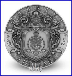 2025 Niue Archangels Herald of Salvation Gabriel 2 oz Silver Antiqued Gild Coin