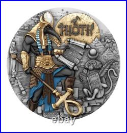 2025 Niue Echoes of Egypt Thoth 2 oz Silver Antiqued Gilded Coin